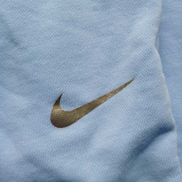 NIKE Sports Wear Trousers Light Blue Gold French Terry Sweatpants Lounge Small - Picture 5 of 11